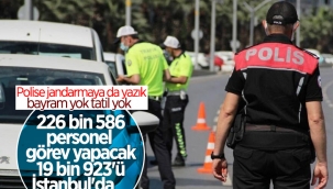 Bayram'da görev yapacak 226 bin 586 polisin 19 bin 923'ü İstanbul'da