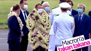 Emmanuel Macron'a, Fransız Polinezyası'nda çiçekli karşılama