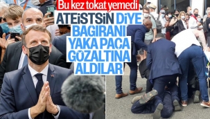 Emmanuel Macron'a, tapınak ziyareti sırasında tepki