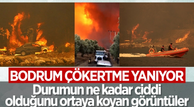 Bodrum Çökertme koyunda yangın şiddetini artırarak devam ediyor