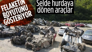 Kastamonu'da sel suları yüzlerce aracı hurda yığınına çevirdi