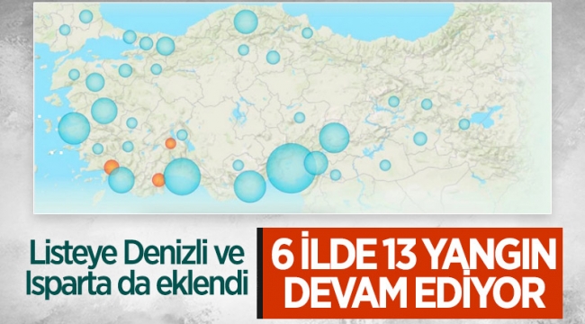 Türkiye'de orman yangınlarının devam ettiği bölgeler