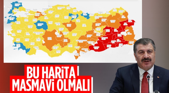 Fahrettin Koca: Harita maviye dönmeli