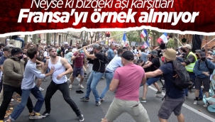 Fransa'da aşı karşıtlarının protestosu kavgaya dönüştü