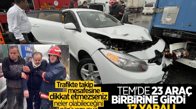 Sakarya TEM'de zincirleme kaza: 23 araç birbirine girdi