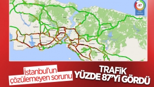 İstanbul'da trafik yoğunluğu yüzde 87'yi gördü