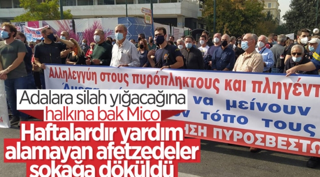 Yunanistan'da yangın ve sel mağdurları gösteri düzenledi