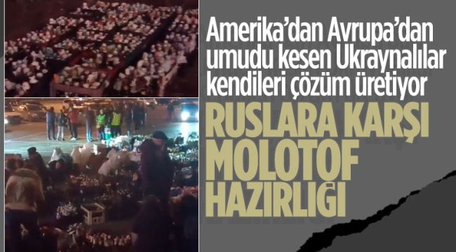 Ukraynalı siviller, direniş için molotof kokteyli hazırlıyor 