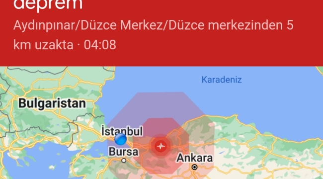 Düzce'de 5.9 büyüklüğünde deprem