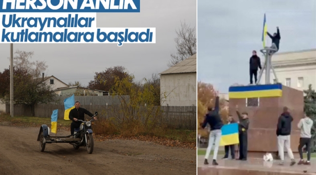 Ukraynalılar, ordularının Herson'a girişini kutladı