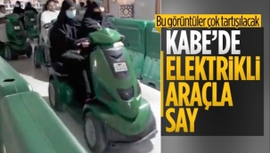 Kabe'de elektrikli araçla ibadet görüntüsü tepki çekti
