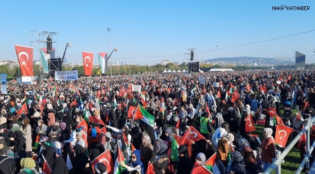 ÖZGÜR FİLİSİTİN MİTİNGİNE YOĞUN KATILI