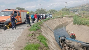 Otomobil sulama kanalına uçtu: 1 yaralı