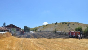 Samsun'da anız yangınının sıçradığı ev hasar gördü