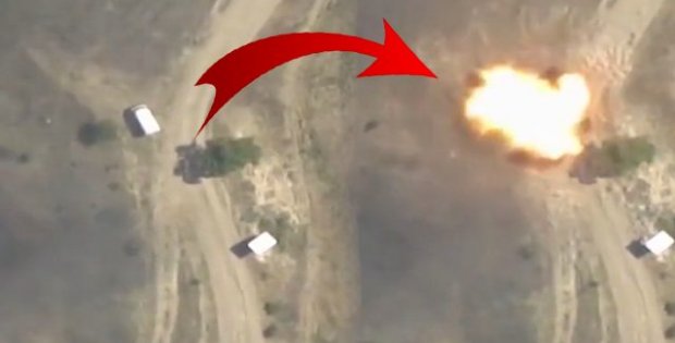 Azerbaycan Ordusu paylaştı! Ermenistan'a ait askeri araç böyle vuruldu