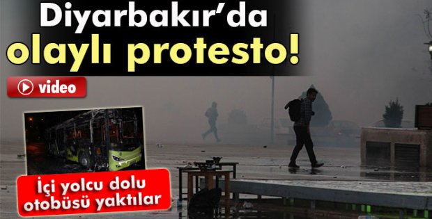 Diyarbakır'da terör protestosunda olaylar çıktı