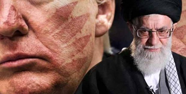 İran dini lideri Hamaney, Trump'ın yüzüne atılmış 'kanlı tokat' fotoğrafını paylaştı