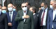 Erdoğan Ayasofya Camii'ne geldi, yapılan çalışmalarla ilgili incelemelerde bulundu