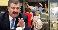 Kalabalık minibüs görüntülerine isyan eden Bakan Koca, en çok vakanın olduğu 5 ili verdi